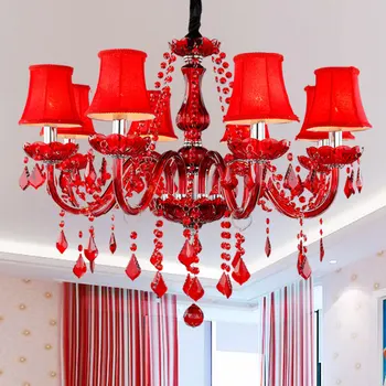 Красная люстра, Европейская цветная хрустальная лампа, лампа для свадебной комнаты, спальни, Manman Coffee KTV, лампа для ресторана, свадебный горячий горшок