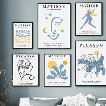 Матисс Пикассо, Лицо Ню, Абстрактное Настенное искусство, холст, живопись, ретро-плакаты на скандинавскую тему и принты, Настенные панно для декора гостиной