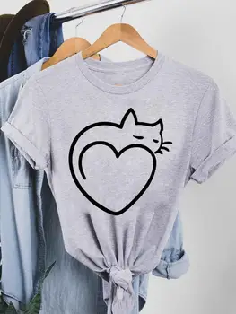 Милый кот, Домашнее животное, Прекрасный стиль, Одежда 90-х, Женская летняя футболка с графическим принтом, Модные повседневные футболки с коротким рукавом