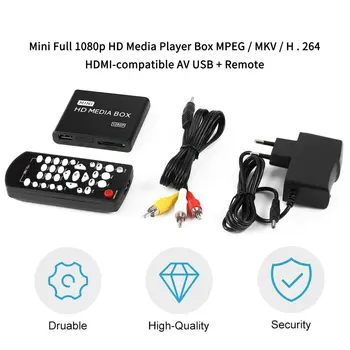 Мини Медиаплеер 1080P Mini HDD Media Box TV box Видео Мультимедийный Плеер Full HD С Устройством чтения карт SD MMC 100Mpbs EU Plug
