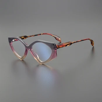 Модная Многоугольная Оправа для очков, Мужской Дизайнерский бренд, Ацетатные Волоконно-оптические очки для близорукости, Женские Персонализированные очки для чтения