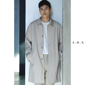 Мужская ветровка Senior sense of Balmacken с длинным абзацем, корейская версия трендовой мужской весенне-осенней повседневной куртки