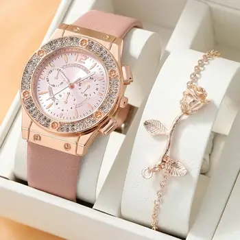 Набор женских часов, Роскошные Модные Элегантные наручные часы со стразами, Кварцевые часы для Девочки, Женские Подарочные часы Relogio Feminino