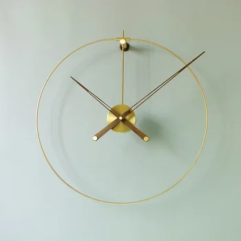 Настенные часы в скандинавском Стиле, Современный орех, Массив дерева, Большие часы, Украшение для гостиной, Металлические часы Reloj De Pared Gift