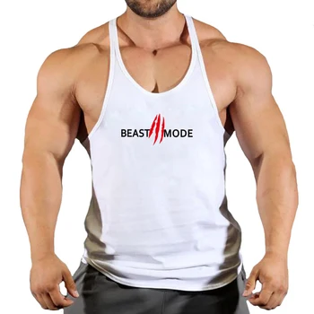 Новый спортивный костюм Beast Mode для Бега Трусцой, майка для бодибилдинга, Жилет, рубашка без рукавов, Хлопковая рубашка для фитнеса Для мужчин Оптом