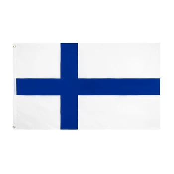 Оптовая продажа 10 шт. волна сине-белый крест флаг Финляндии на выбор Латунная петлица 90*150 см Баннер Финляндской Республики