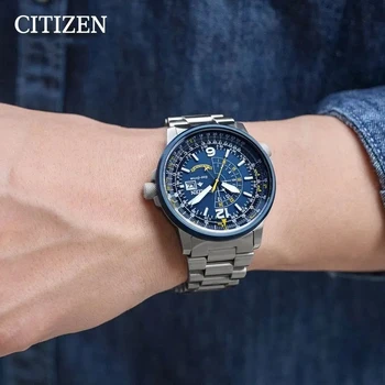 Оригинальные Мужские часы Citizen из Натуральной Солнечной Энергии с Дисплеем даты, Водонепроницаемые Светящиеся Модные часы с экологическим Приводом, Мужские часы BJ7006