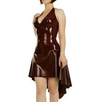 Платье Gummi из латексной резины с V-образным вырезом, юбка-комбинезон, униформа для вечеринок