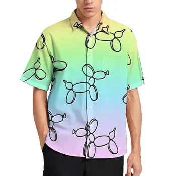 Повседневная Гавайская Рубашка с воздушным шаром и Собакой, 3d Мужская И Женская Модная Одежда, Летняя Пляжная Блузка с коротким рукавом, Мужская Camisa Boy с Отворотом 