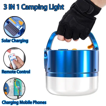 Портативный фонарь для кемпинга на солнечной энергии, USB Перезаряжаемый фонарик, Лампа для палатки, Лагерные фонари, Аварийное освещение для улицы