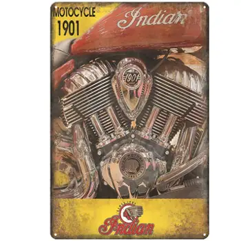 Ретро Дизайн Мотоциклетный двигатель Жестяные металлические Вывески Настенное искусство|Плакат с принтом из толстой жести, настенное украшение для гаража