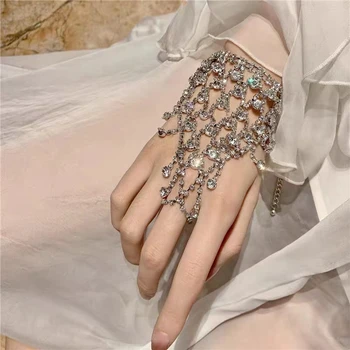 Роскошные Свадебные перчатки Женские с украшением в виде кристаллов, украшенные драгоценными камнями, для свадебной вечеринки