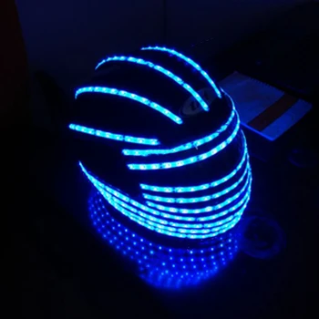 светодиодные шляпы для костюмов роботов Светодиодный шлем для костюма светящегося робота освещает головные уборы Alexander robot stage performance show