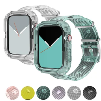 Силиконовый прозрачный ремешок для Apple watch Band 5 4 3Strap 44 мм 40 мм 42 мм 38 мм спортивный для iwatch series 5 4 Замена ремешка для часов