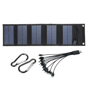 Складная солнечная панель USB мощностью 70 Вт, Портативное Складное водонепроницаемое зарядное устройство для солнечной батареи для мобильного телефона, Кемпинга, Пешего Туризма