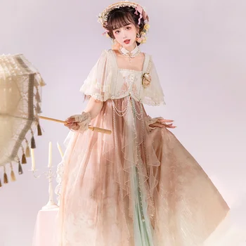 Традиционное китайское платье принцессы Ханфу Женское Милое Кружевное платье с вышивкой, Старинный костюм Феи для ролевых игр, ретро-платье для выпускного вечера в стиле Лолиты