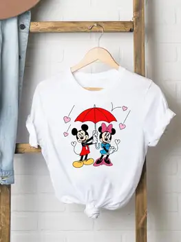 Футболка Disney, акварельный тренд, Милая рубашка, Женская футболка с рисунком стежка с рисунком из мультфильма, футболки с коротким рукавом, Повседневная модная одежда с принтом