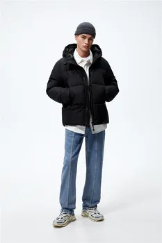 Хлопковая куртка с капюшоном из плюша и утолщенного повседневного овечьего кашемира, хлопковая куртка с внутренней подкладкой, хлопковая куртка для мужчин