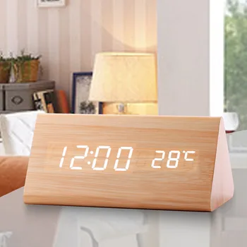 Цифровые часы С акустическим управлением, Бамбуковый деревянный будильник, Цифровой светодиодный будильник, Немой Horloge, светодиодный светящийся проектор Despertador