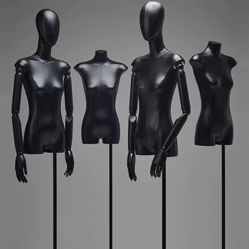 Черная женская голова-манекен с половиной тела металлическая основа для показа свадебной одежды