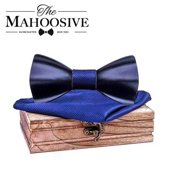 Черные мужские наборы носовых платков с деревянным галстуком-бабочкой для жениха, деревянные галстуки-бабочки для свадебной вечеринки, галстуки для мужчин